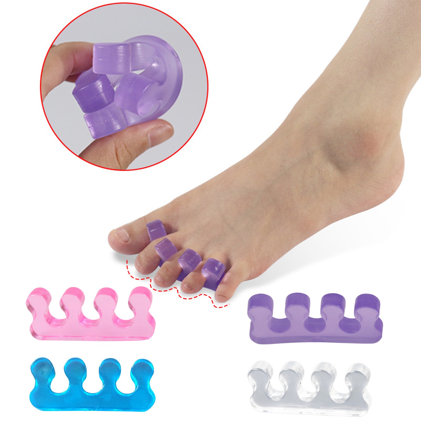 1Pc Soft Silicone Manicure Pedicure Nails Finger Separator Correction Flexible Finger Toe Spacer Separation Straighteners Tool