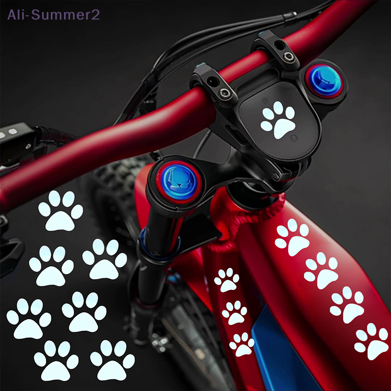 {MX} 8Pcs Cute Cat Paw Bicycle Frame Reflective Stickers DIY Road MTB Bikes Vinyl Decals Motor Helmet Decor Stickers