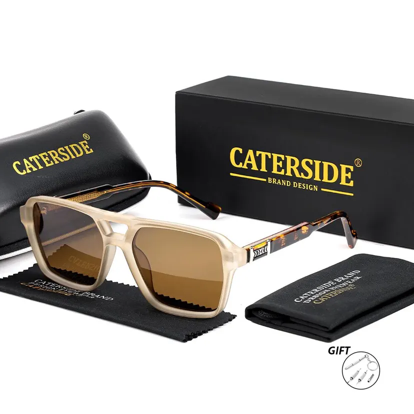 CATERSIDE Men Double Beam DesignGlasses Big Square CP+PCFrame Style Vintage Decoration Eyeglasses Photo PropsGlasses UV400