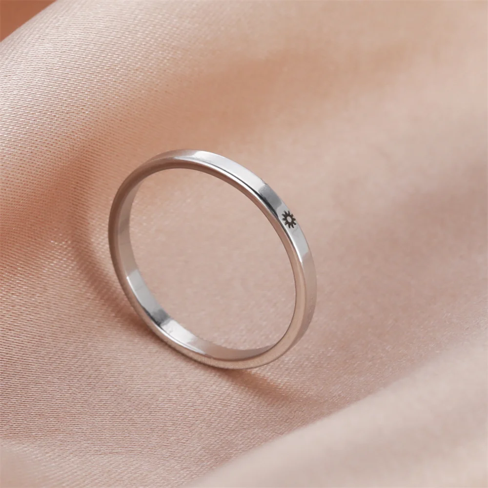Skyrim Sun Moon Couple Stainless Steel Men's and Women's Rings Fashion Romantic Minimalist Friendship Wedding Jewelry