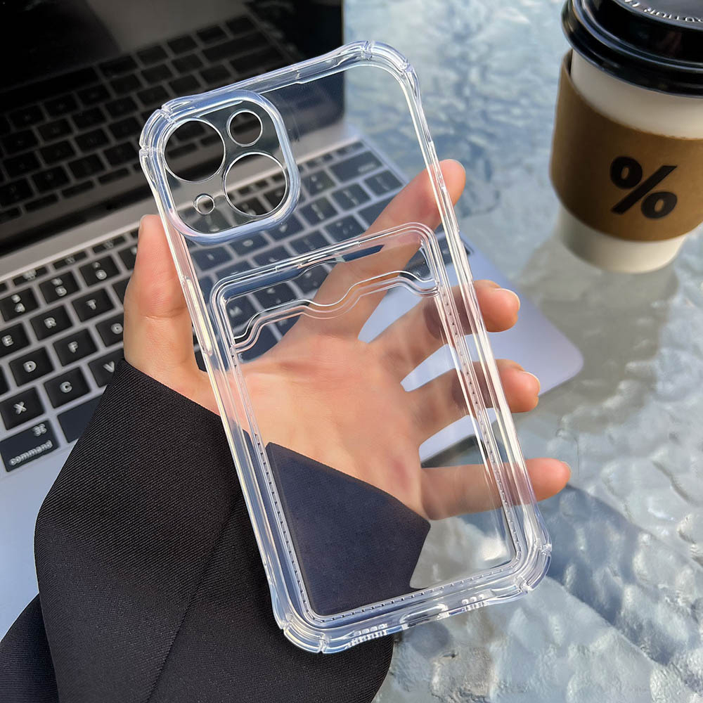 Clear Card bag Holder Slot Phone Cover For Redmi Note 13 12 11 10 9 Pro 8 9S 10S 11S 12S Case Airbag Shockproof Bumper