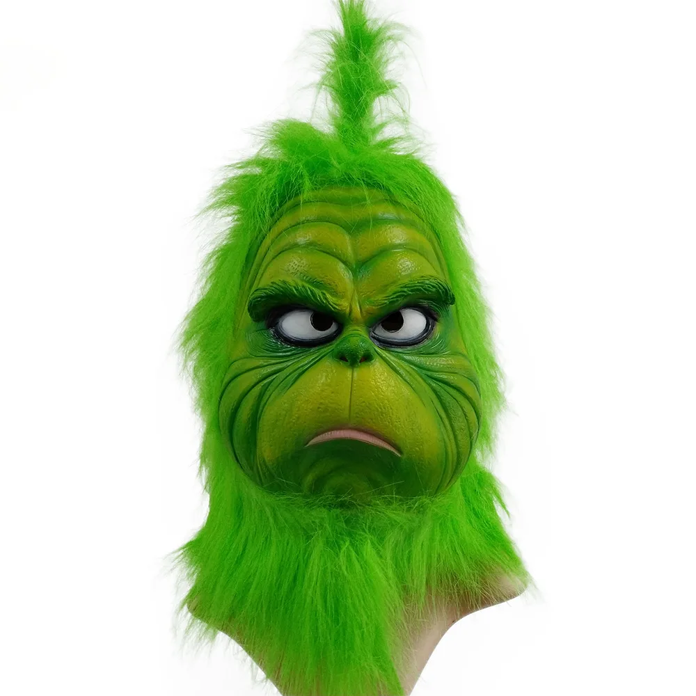 Cute How Christmas Green Haired Cosplay Mask Latex Halloween XMAS Full Head Latex Mask Cosplay Costume Mask Props