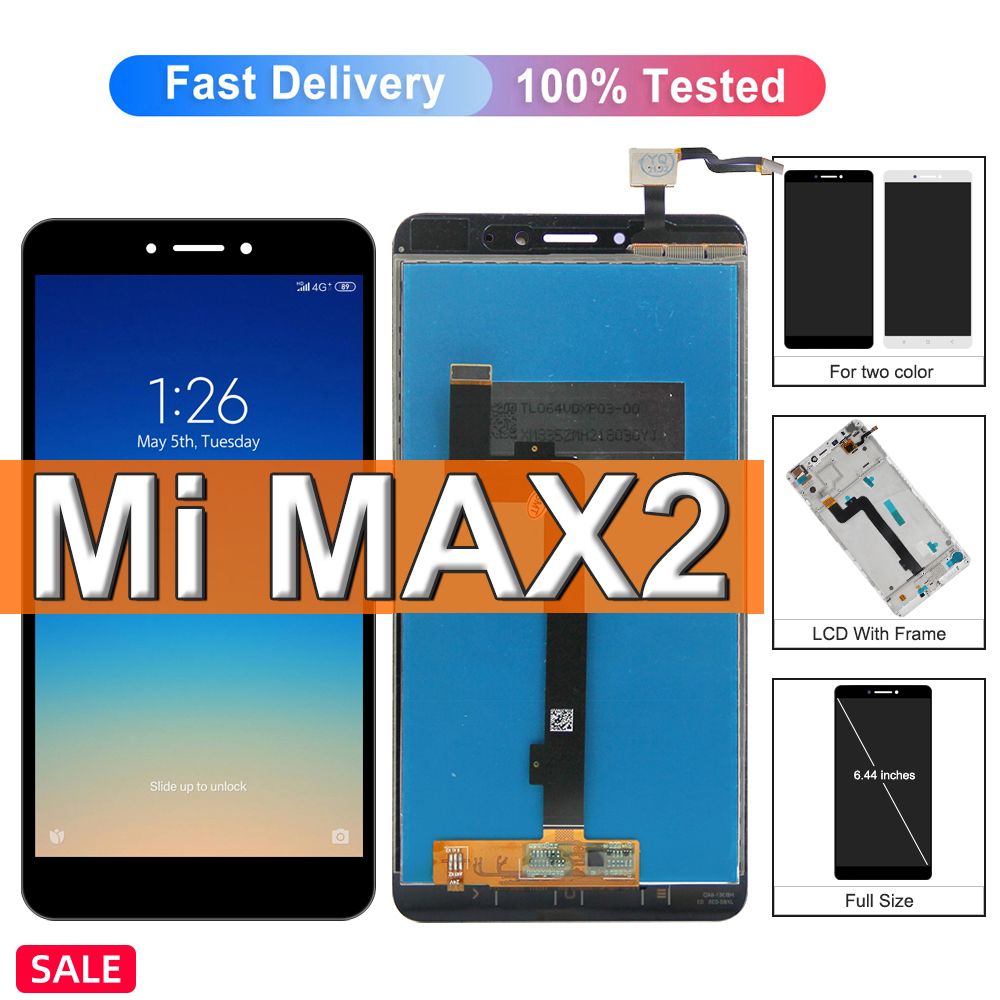 6.44" Screen For Xiaomi Mi Max 2 LCD Display Touch Screen, For Mi Max2 MDE40 MDI40 LCD Display Replacement,with Frame 100% Test