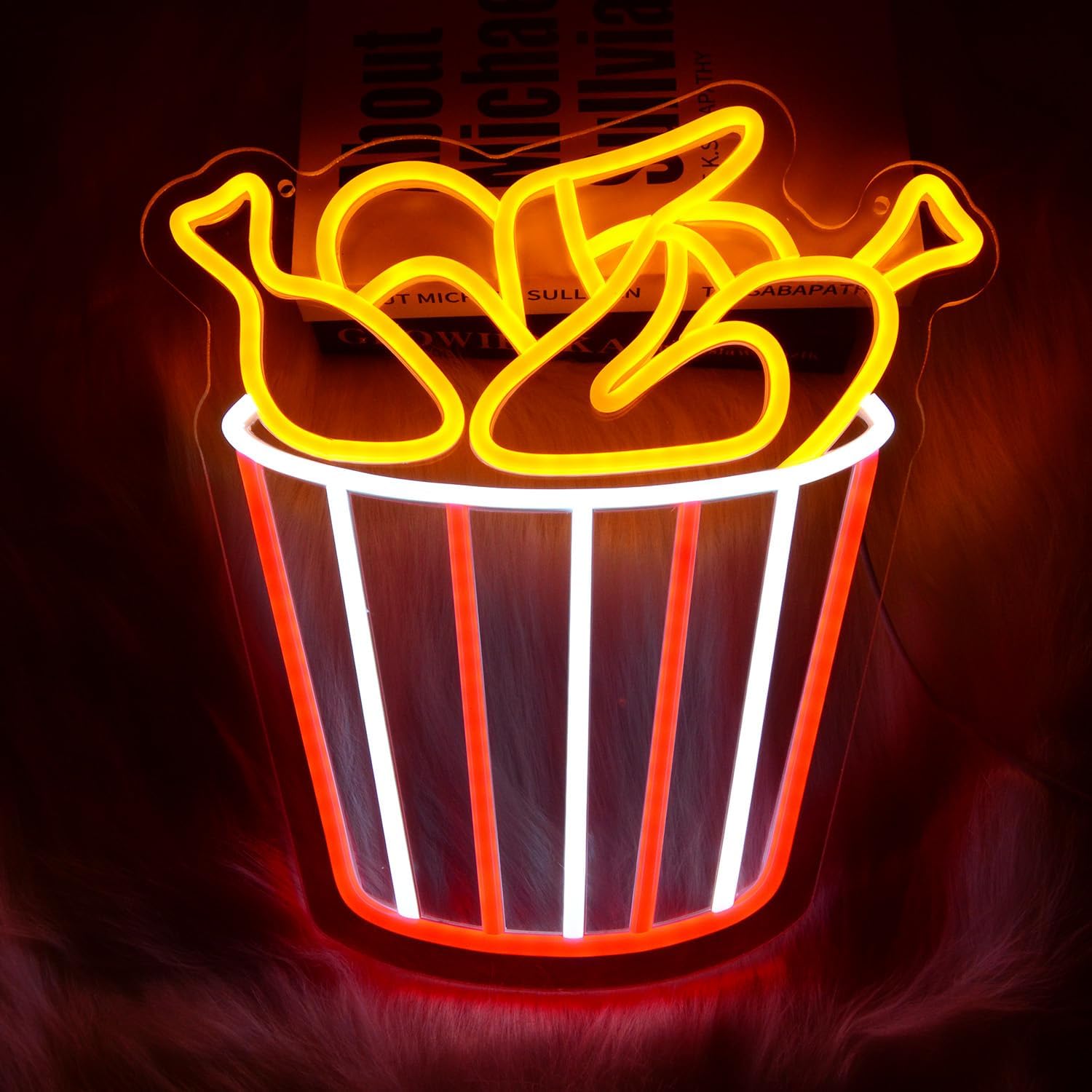 French Fries Neon Sign Yellow LED Light in Red White Cup for Fast Food Restaurant Home Bar Kitchen Wall Decoration Idea