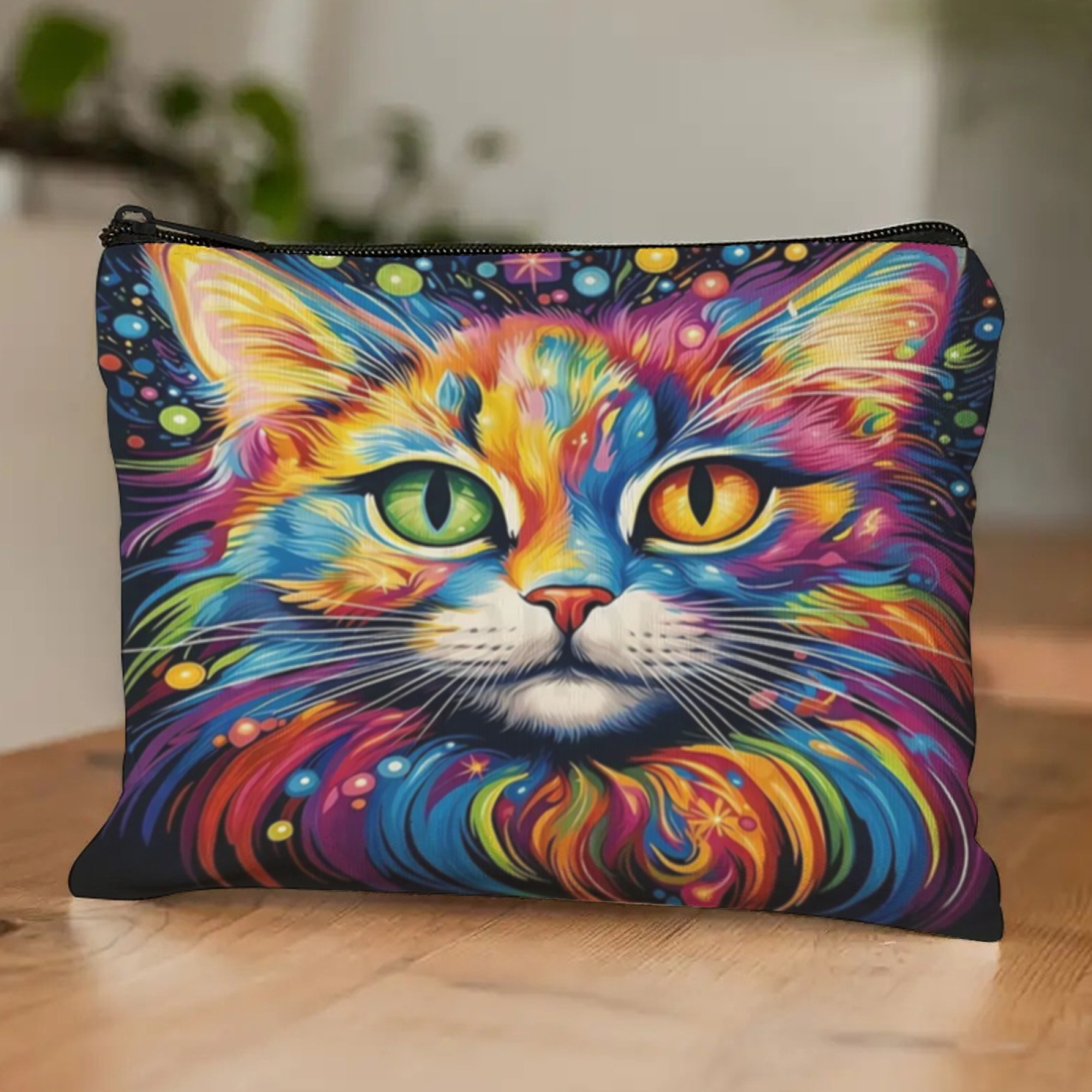 1pc Bag Fantasy Colorful Cat Universe Pattern Cute Women's Makeup Bag, Lightweight Zipper Makeup Storage bag