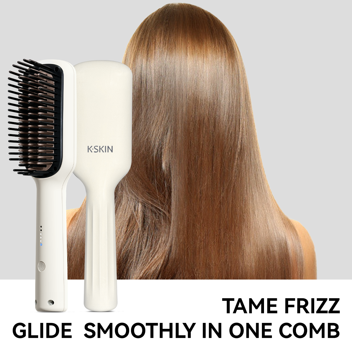 KSKIN Top Hot Sale Hair Straightener 2 in 1 Mini Brush Multifunctional Professional Hair Flat Iron Hair Comb