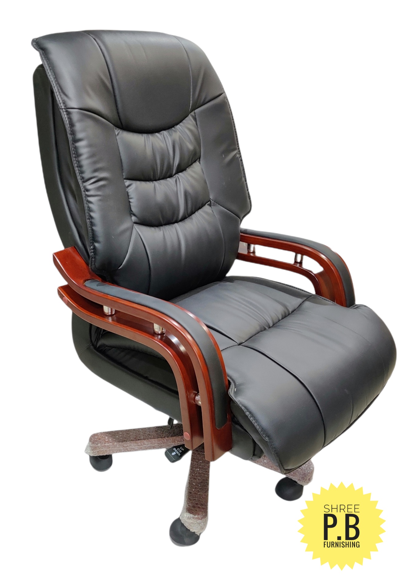 Executive Heavy Boss Revolving Chair with Wooden Finishing and Fully Cushioned