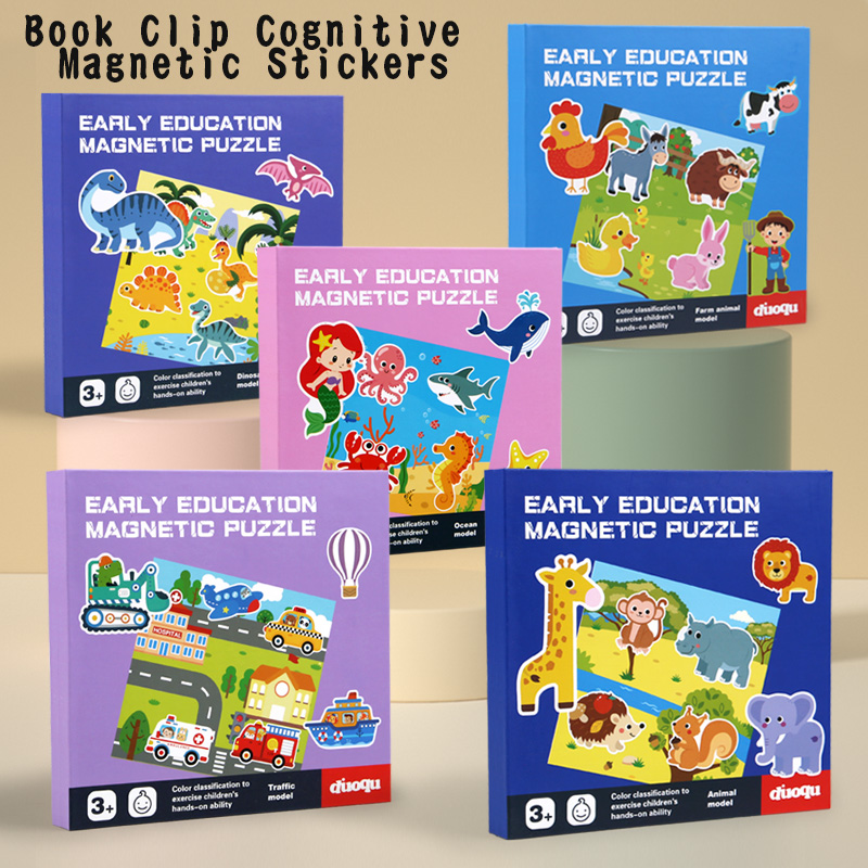 Magnetic Scene Puzzles Games for Kids Busy Quiet Cartoon Animal Jigsaw Book Montessori Baby Educational Toys Children's