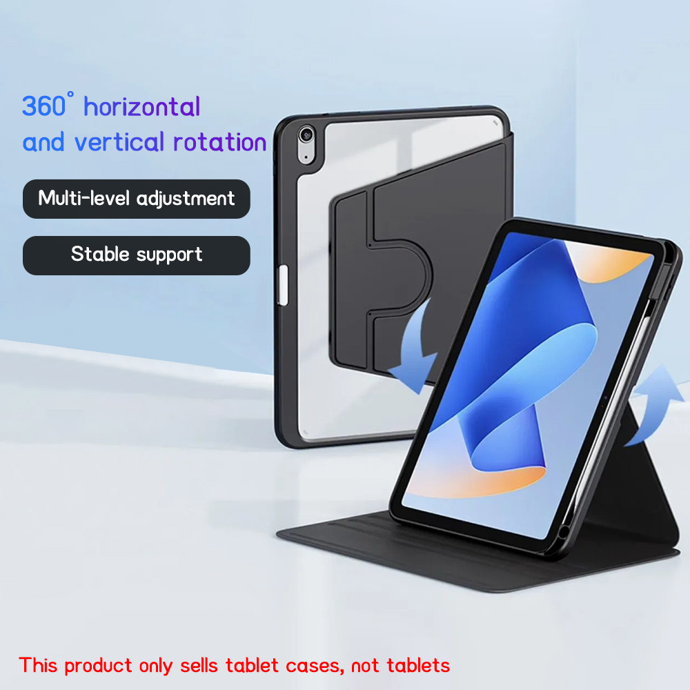 Case For iPad Pro 13 11 2024 12.9 2021 2020 2018 iPad 2019 2018 Air 13 4 5 10th 11th Gen 360° Rotation Acrylic protective Case