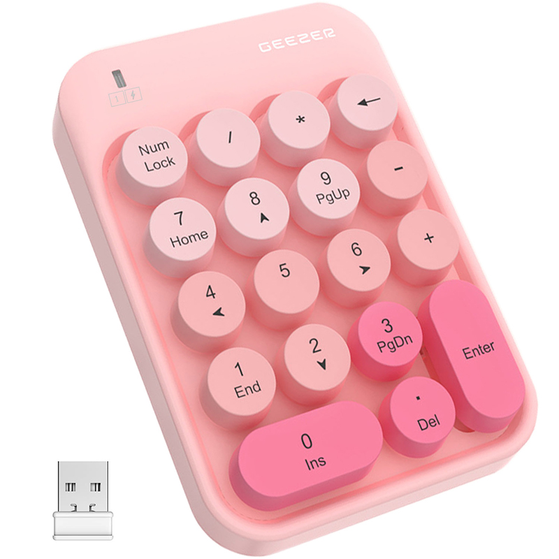 Portable USB 2.4G Wireless Number Keyboard 18 Keys Retro Round Keycads Cute Mini Number Keypad for Window7/8/10