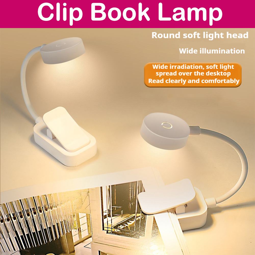 Mini Clip LED Book Lamp Battery Powered Table Lamp Eye Protection 3 Colors Night Light Portable Bedside Student Reading Lamp