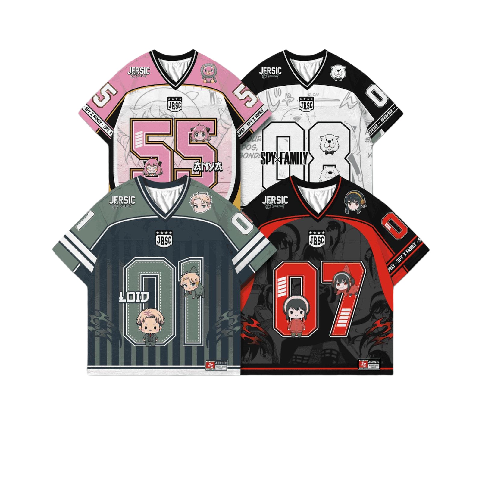 Spy X Family Forger Family Chibi Character #55/#08/#01/#07 Anime Football Jersey Set
