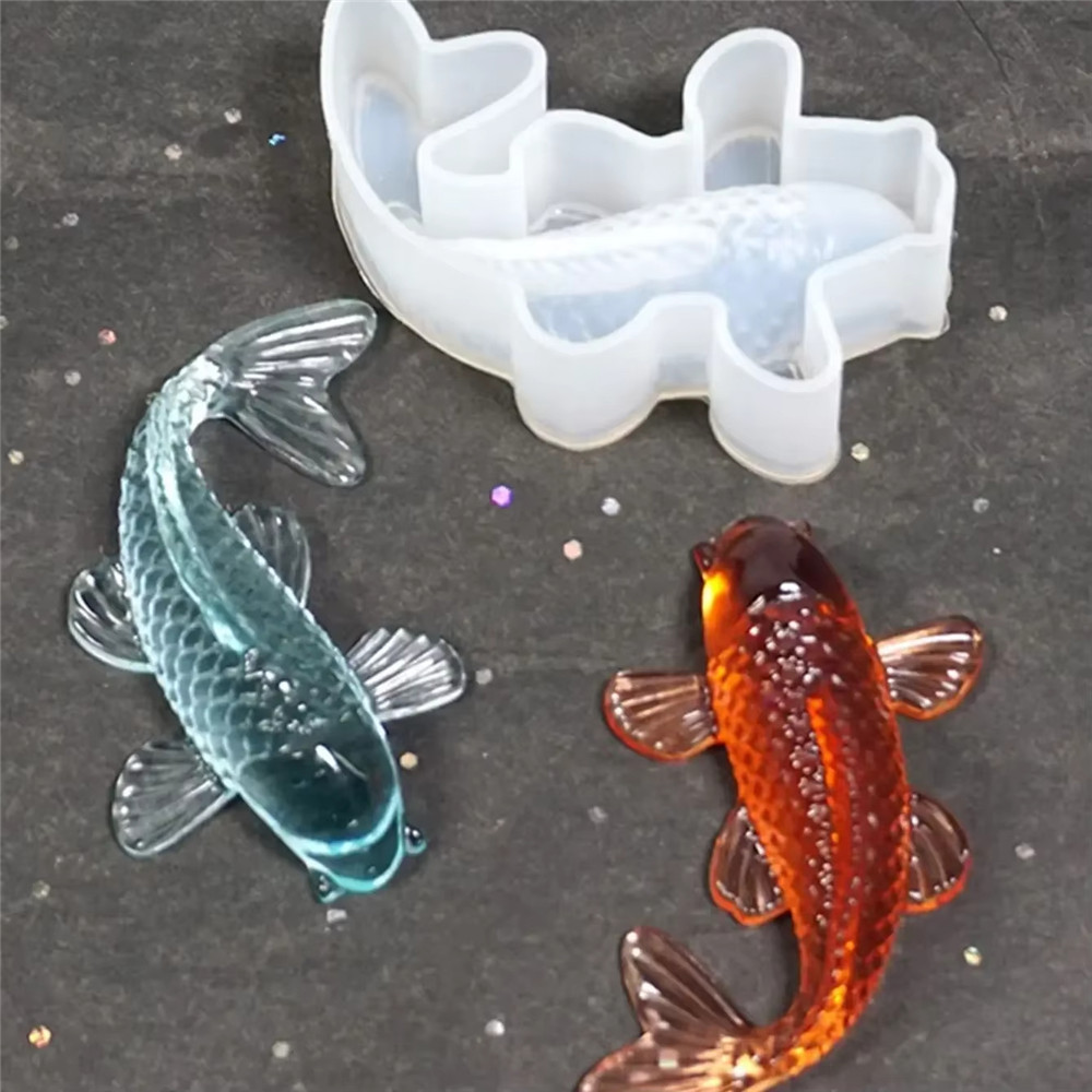 Silicone Resin Koi Fish Moulds DIY Pendant Goldfish Mold Fish Tail Jewelry for Making Jewelry, Pendant Charms, Fondant Cake Deco pen gpt