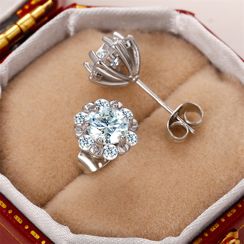 Huitan Chic Flower-shaped Crystal Earrings Women Luxury Fashion 2022 New Ear Accessories Wedding Engagement Trend Party Jewelry