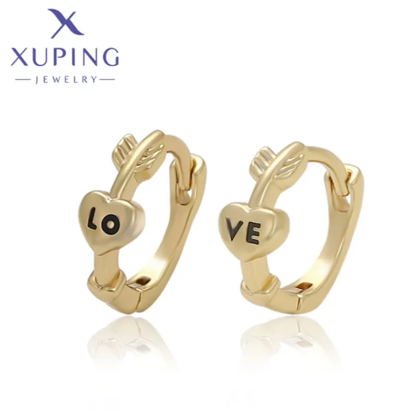 Xuping Jewelry Hot Elegant Unique Heart Shape Light Gold Color Hoops Earrings for Women Schoolgirl X000788244