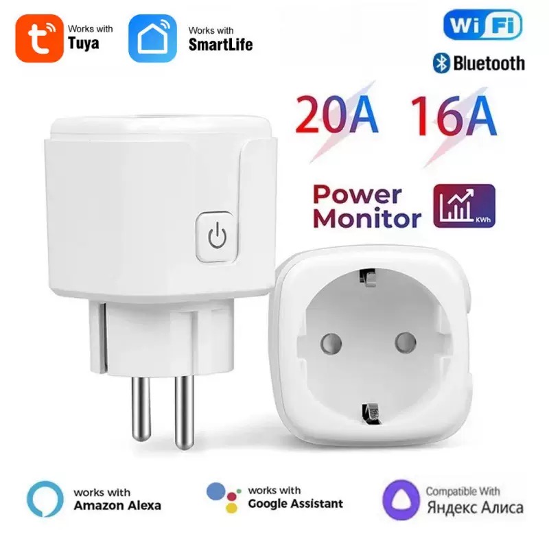 European Standard Socket 16A/20A, Wi-Fi, Alexa Home Socket for Tuya Smart Life, App, Remote Voice Control Alice Yandex