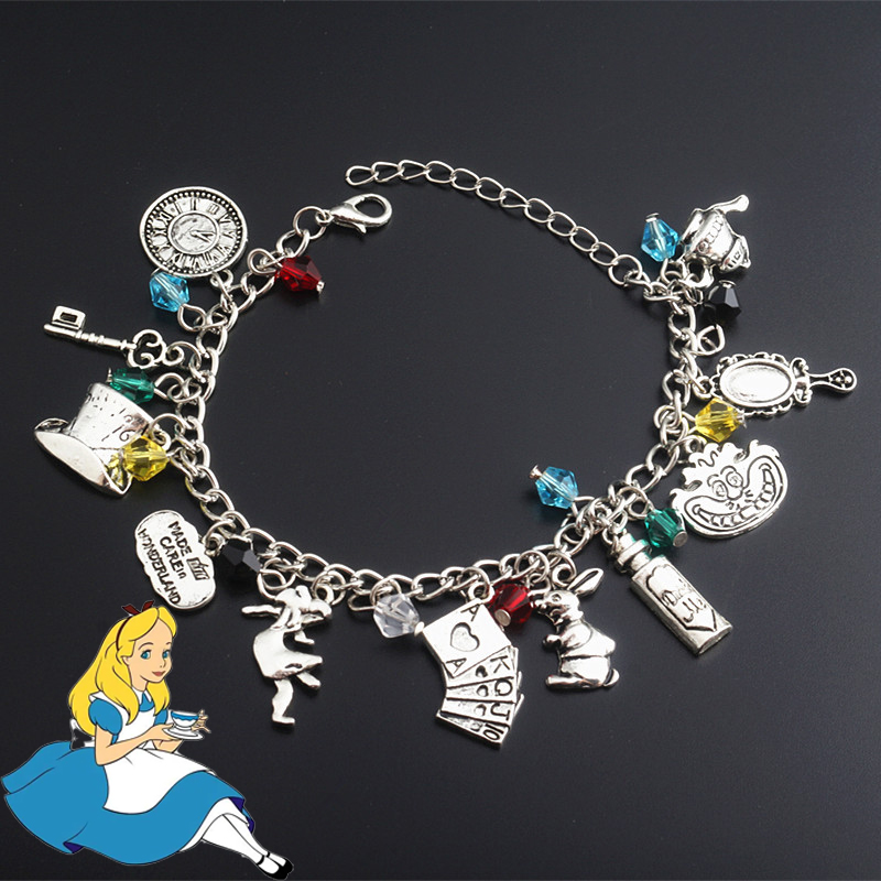 Anime Movie Alice in Wonderland Bracelet March Hare Rabbit The Red Queen Cosplay Charm Bracelet Women Men Girl Accessories