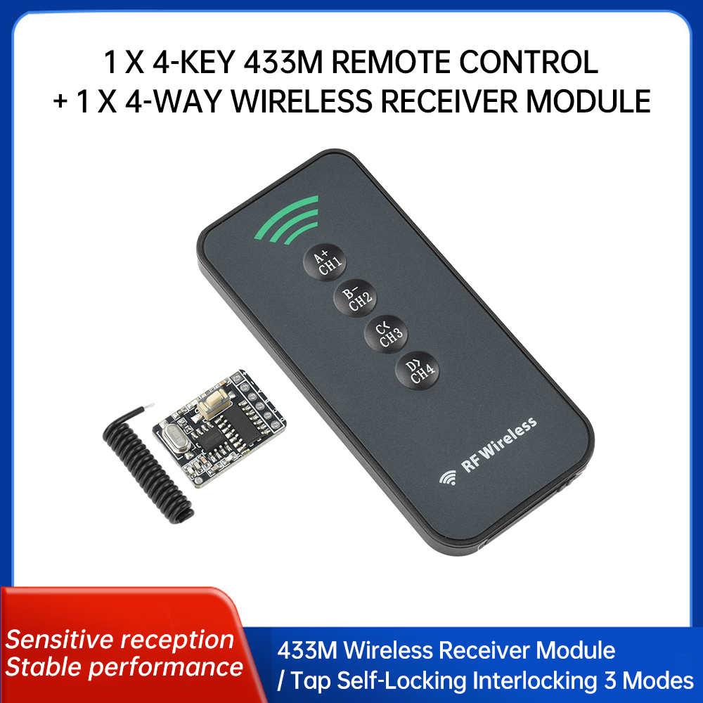 RF 433MHz Receiver Module 4-Channel Switch Transmitter Wireless Remote Control RX480E Learning Code Decoding Receiver DIY Kit