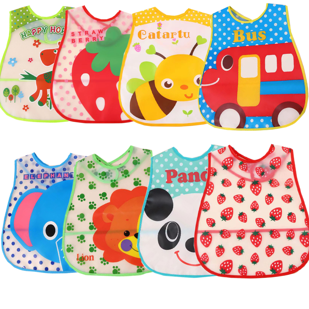 Cartoon Baby Bibs Waterproof Newborn Bibs Feeding Baby Burp Cloths Girls Boys Saliva Towel Print Apron