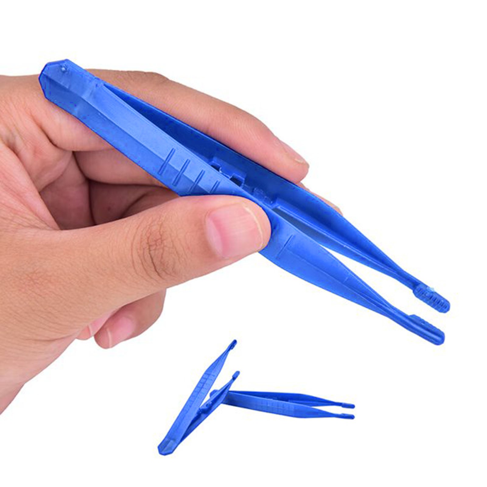 1/10Pcs Disposable Plastic Tweezers Reinforced Clamp Children's DIY Handmade Toy Tweezers Blue Small Plastic Craft Tweezers