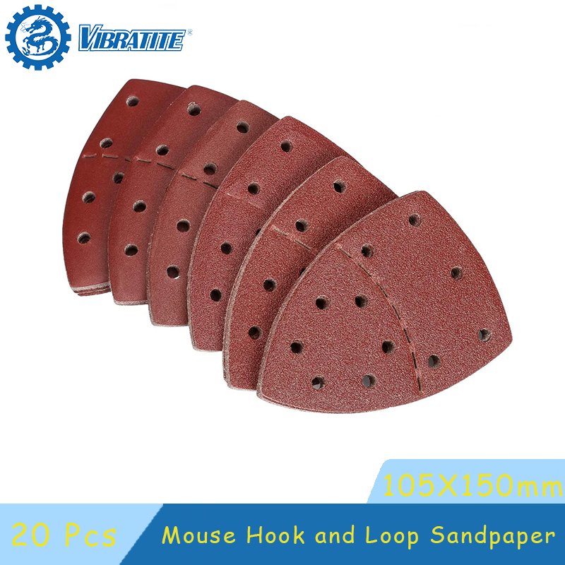 20pcs 105x150 mm Mouse Sanding Sheets Hook and Loop Sander Pads 11-Holes Grits 40-320 Assorted for Polishing and Sanding