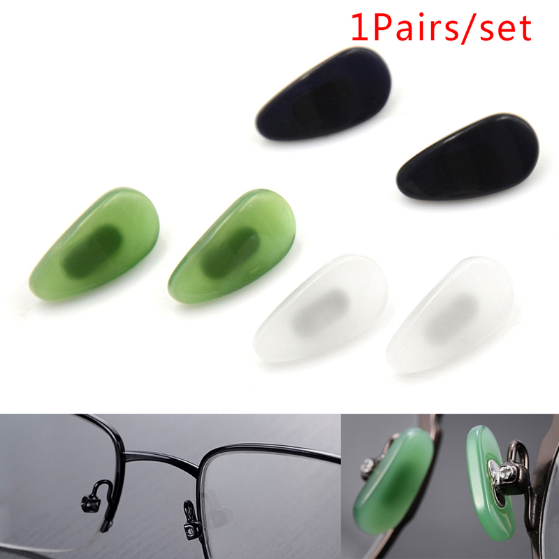 2pcs=1 Pair Glasses Accessories Fashion Anti-slip Jade Nose Pads Stick On Screw-in Nose Pad For Eyeglasses