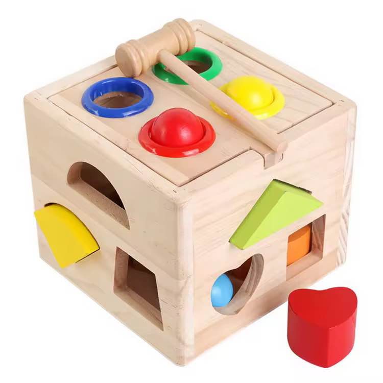 Educational Wooden Intelligence Cage Toy Jigsaw Puzzle Wooden Shape Sorter Toys