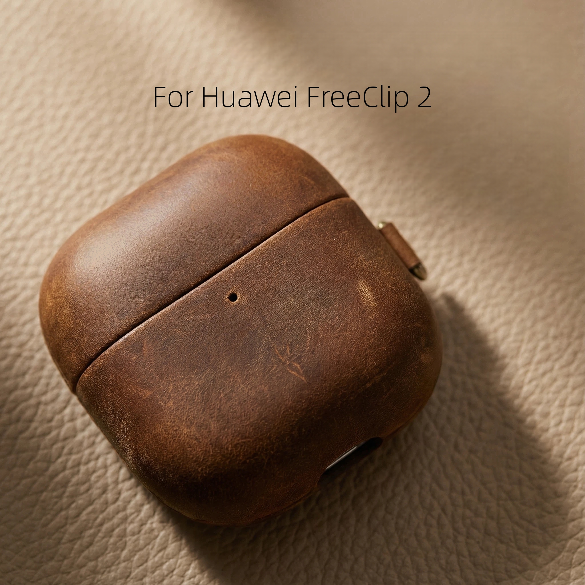 Case for FreeClip 2 Genuine Crazy Horse Leather Earbuds Case Vintage Style Full Coverage Protective Case Durable