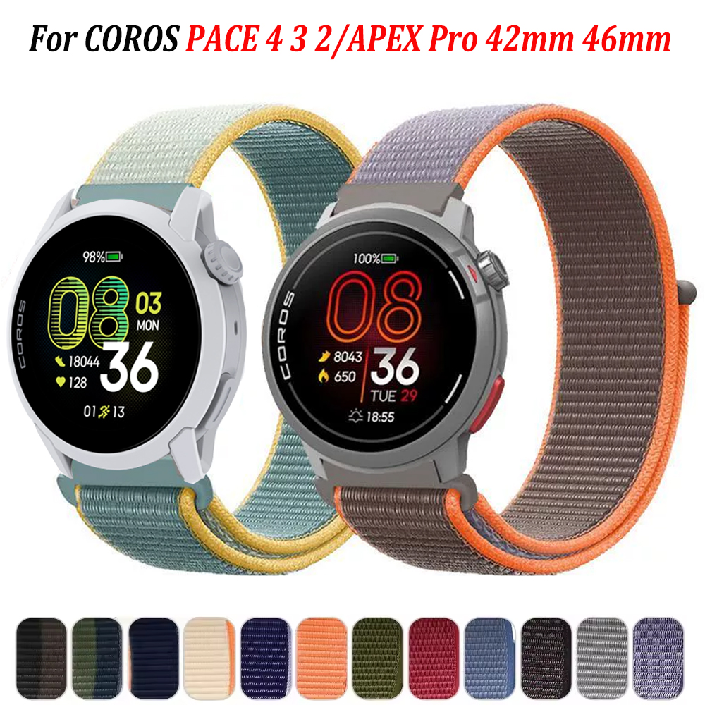 20mm 22mm Nylon Loop Strap For COROS PACE 4 3/PACE Pro Breathable Bracelet For COROS APEX Pro 46mm 42mm/APEX 2 2Pro Band Correa