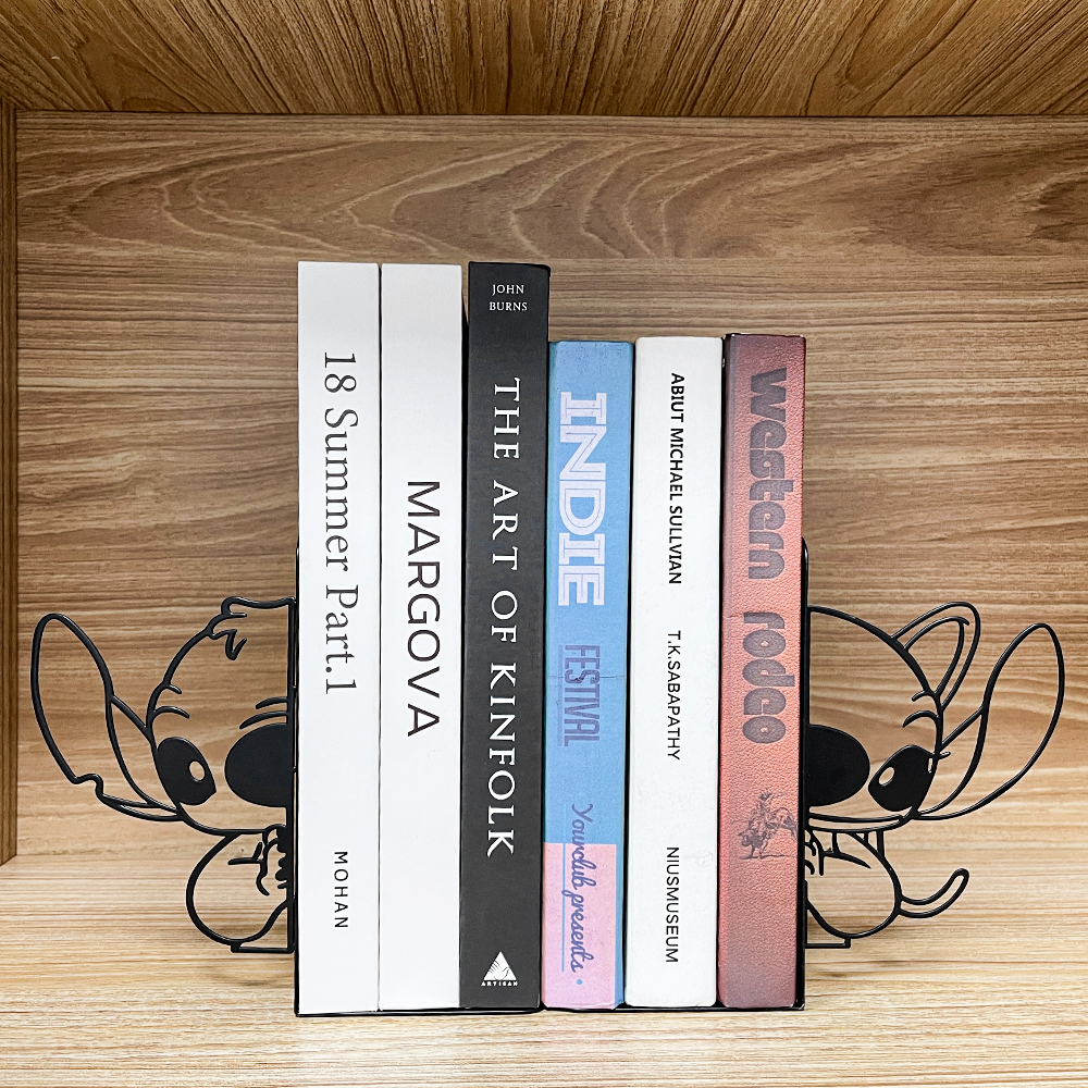 1 pair of hollow black metal book holders, heavy-duty book fillers, durable bookshelves for home office and school supplies.