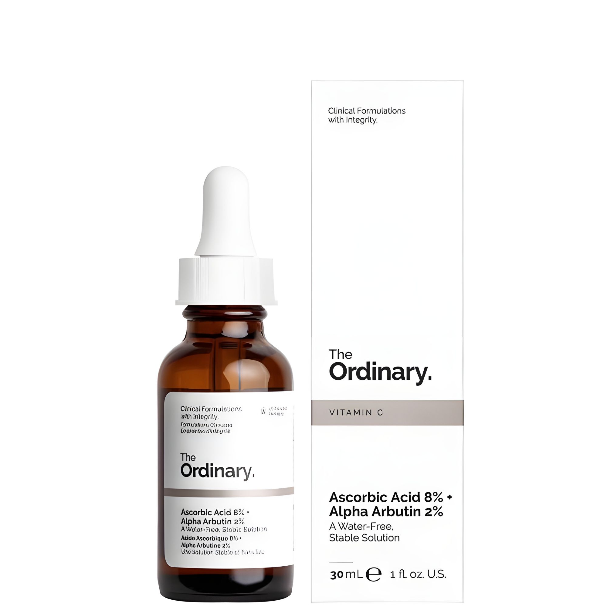 Ordinary Ascorbic Acid 8% + Alpha Arbutin 2% Serum | Powerful Vitamin C Brightening Serum | Water-Free, Stable Antioxidant Formula for Hyperpigmentation & Even-Toned Radiance | 30mL