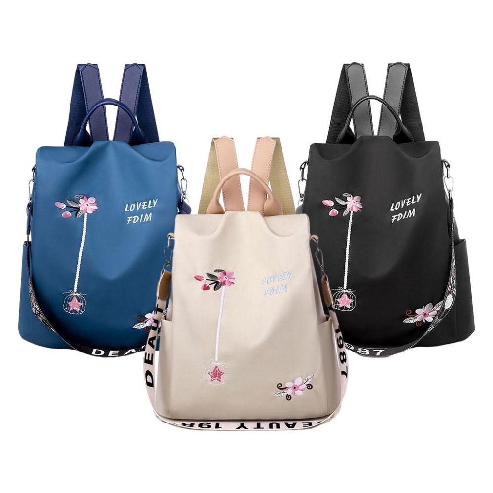 Waterproof Oxford Women Backpack Fashion Casual Embroidery Bag Female Large Capacity Travel Handbag Shopping Knaps School Bag
