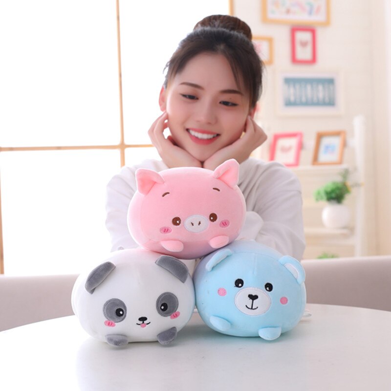 Super Soft Animal Cartoon Pillow 20cm Cute Fat Pig Cat Bear Plush Toy Stuffed Lovely Throw Doll Kids Birthyday