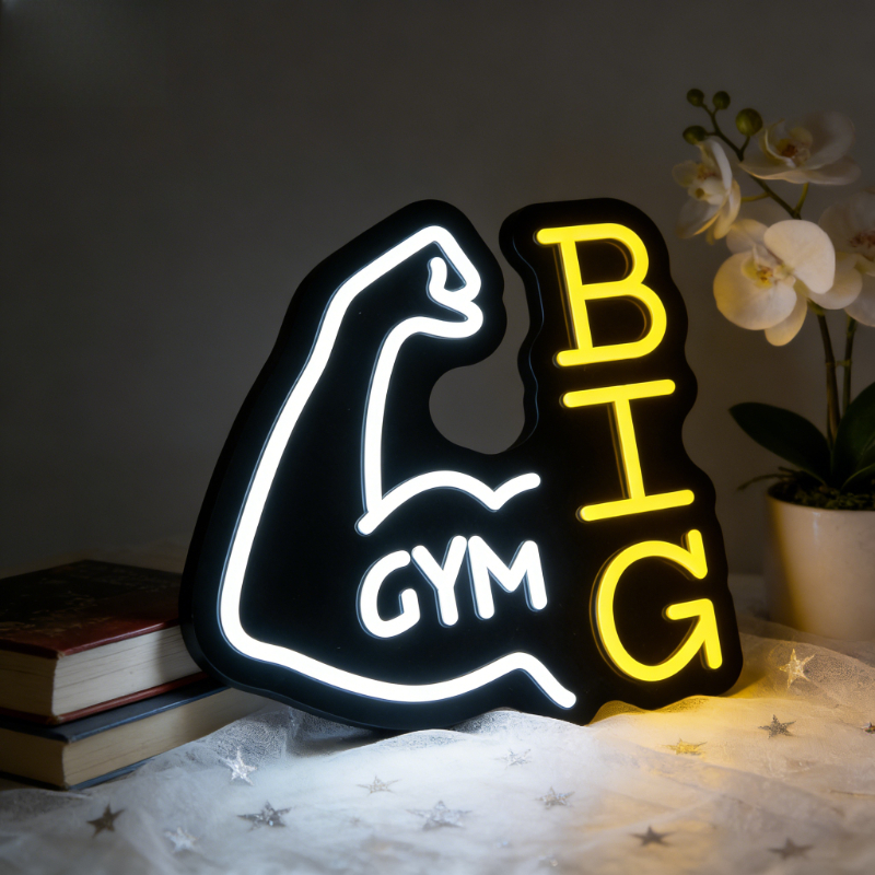 GYM BIG Muscle Arm LED Neon Sign for Home Gym Bedroom Bar Party Decor Workout Wall Art Lighting Unique for Fitness Lovers