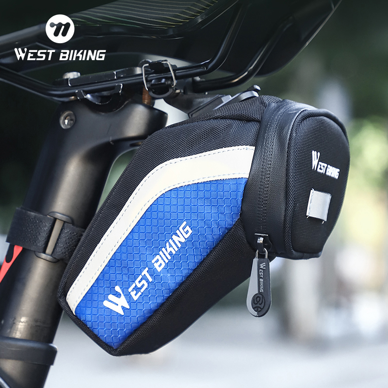 WEST BIKING Portable Bicycle Tail Bag Durable Waterproof Multifunctional Bike Saddle Bag Tool Storage Bag Bike Accessories
