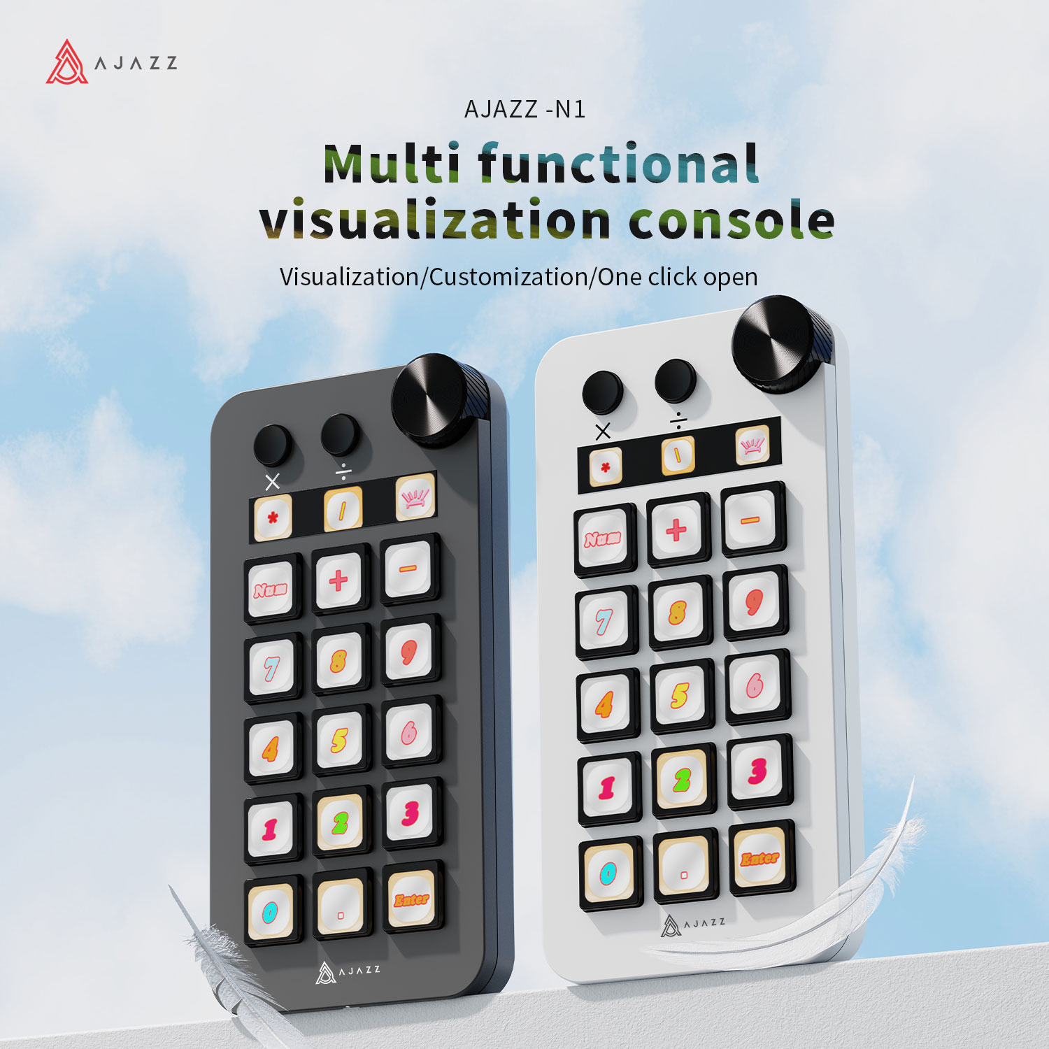 Ajazz N1 Programmable Macro Keyboard Multifunctional Console Panel Assistente Custom Button Mini Keyboard For PC Laptop