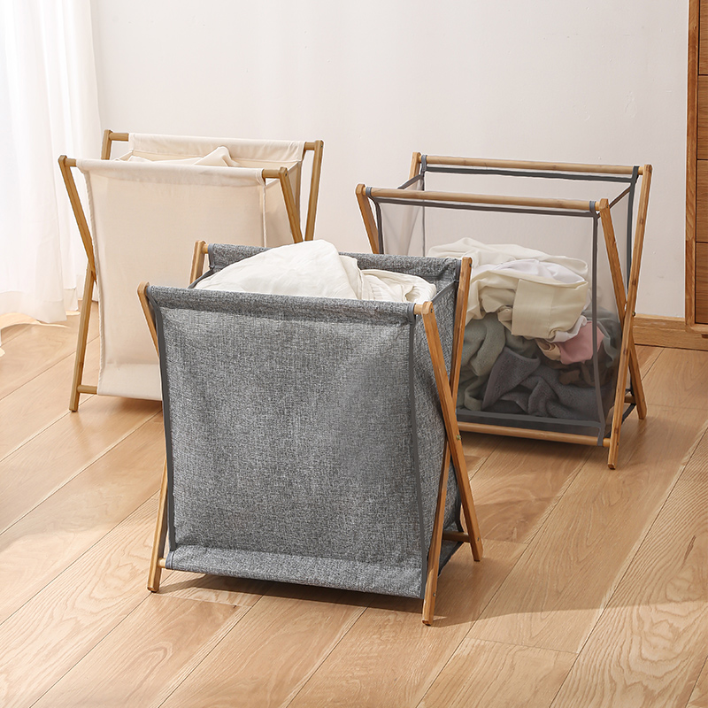 Wood Laundry Hamper Foldable Bamboo Laundry Basket Large Capacity Washing Bin Household Japanese-style Dirty Clothes Basket New