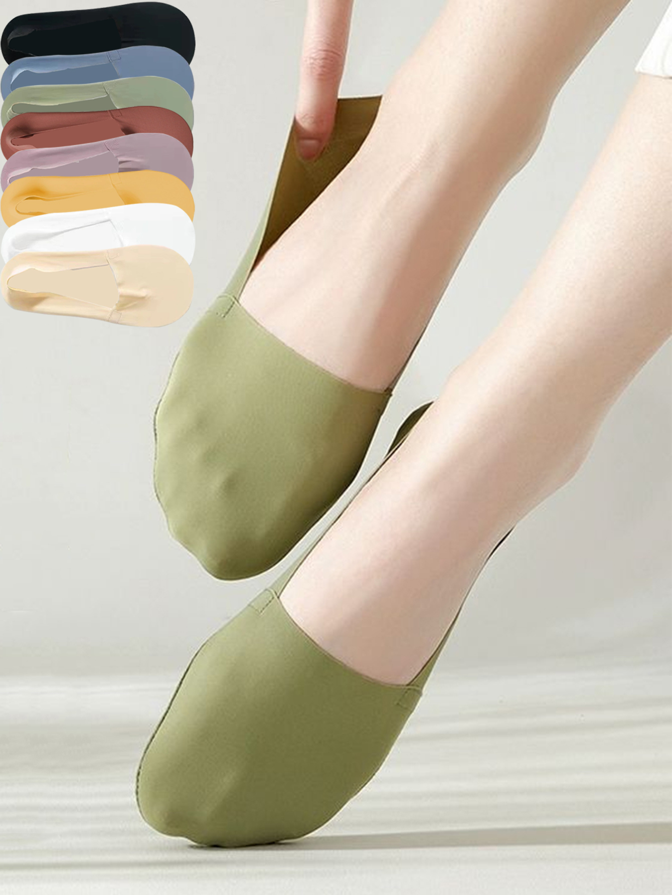 1/5 Pairs Women Short Socks Summer Casual Thin Bottom Non-slip Invisible Low Cut Ankle Socks Solid And Minimalist Socks