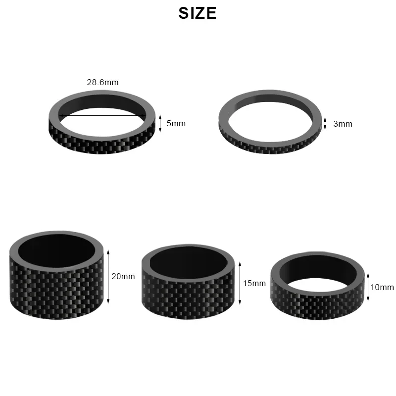 Bicycle Headset Spacer 28.6MM 1-1/8" MTB Bike Front Fork Stem Carbon Fiber Washer Ultra Light Adjustment Accessories