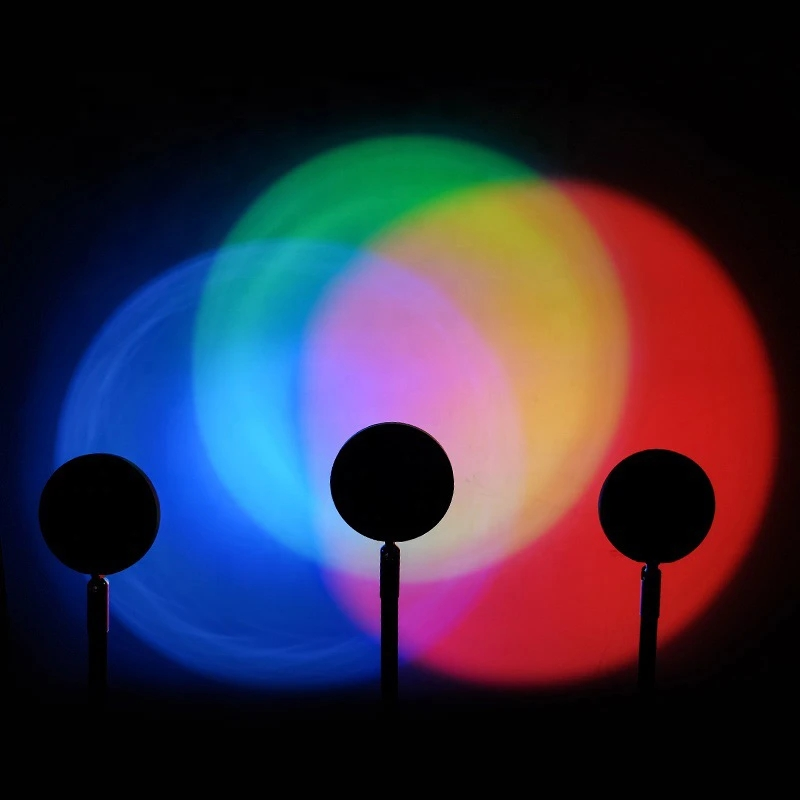 USB Projection Lamp Colorful Symphony Sunset Rainbow Atmosphere Night Light 13 Mode Lighting for Selfie Live Bedroom Decoration