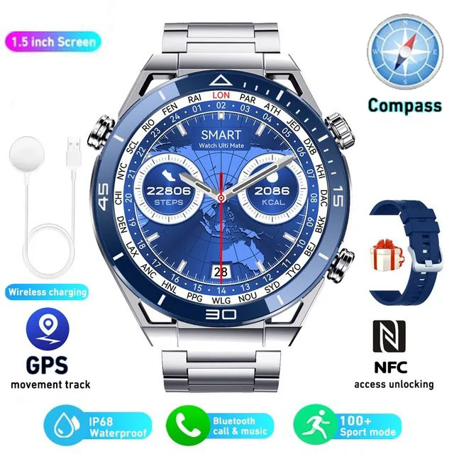 2023 NFC AMOLED Smart Watch Men Custom Dial Answer Call Sport GPS Track Compass IP68 Waterproof Smartwatch For Huawei Ultimate Bles Online DZ-9B.09