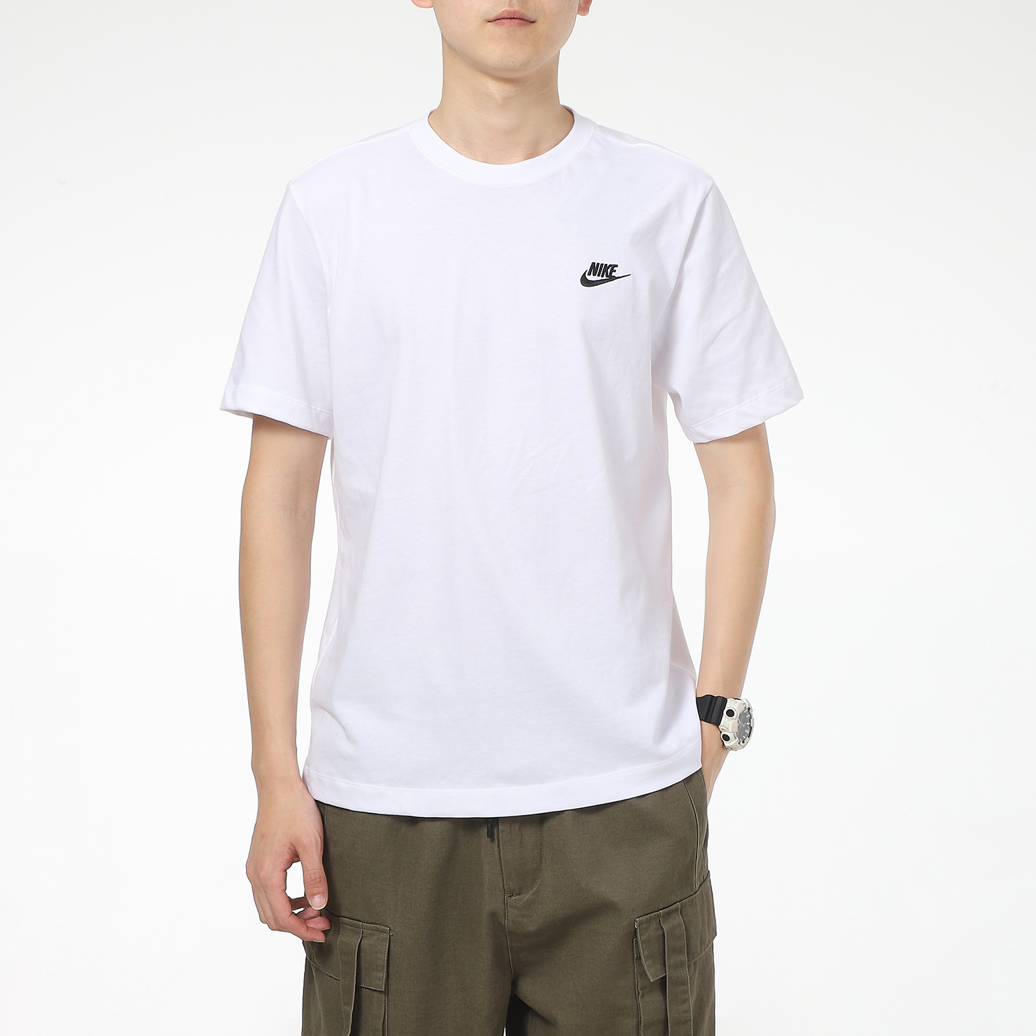 Nike Short-Sleeved Men's Sportswear Running Fitness Clothing Round Neck Casual Half-Sleeved Solid Color Cotton T-Shirt
