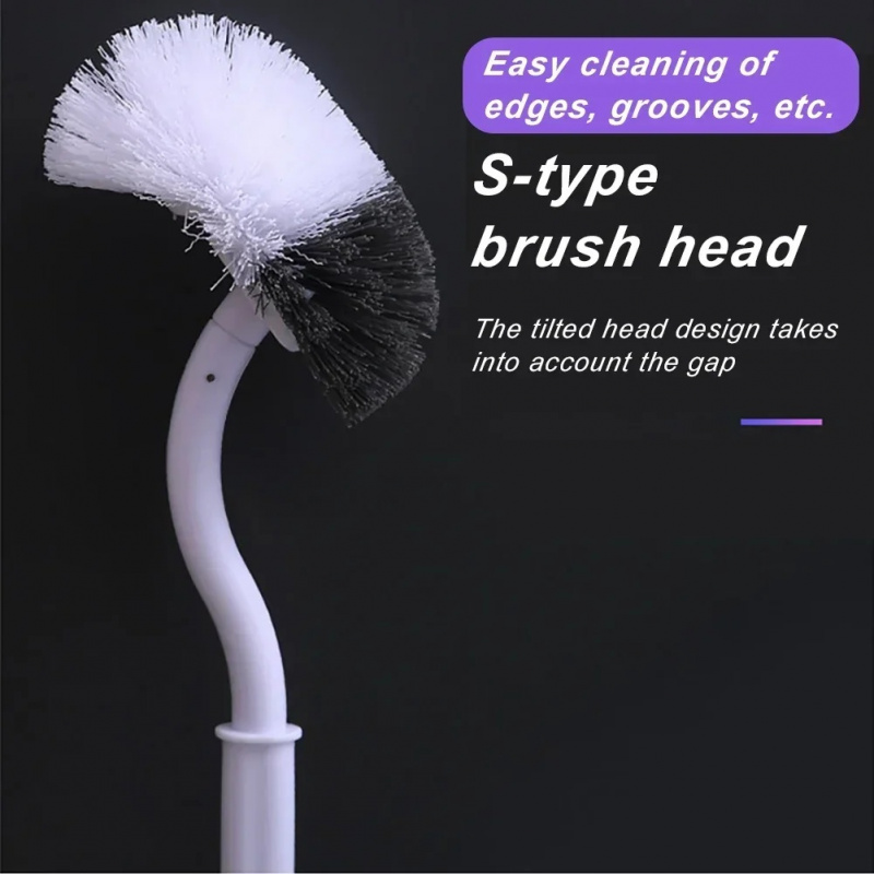 Toilet Cleaning Silicone Brush Golf Head Bathroom Wall Hook Hanging Long Handle Squatting Pan Cleaner Household WC Gap Remover