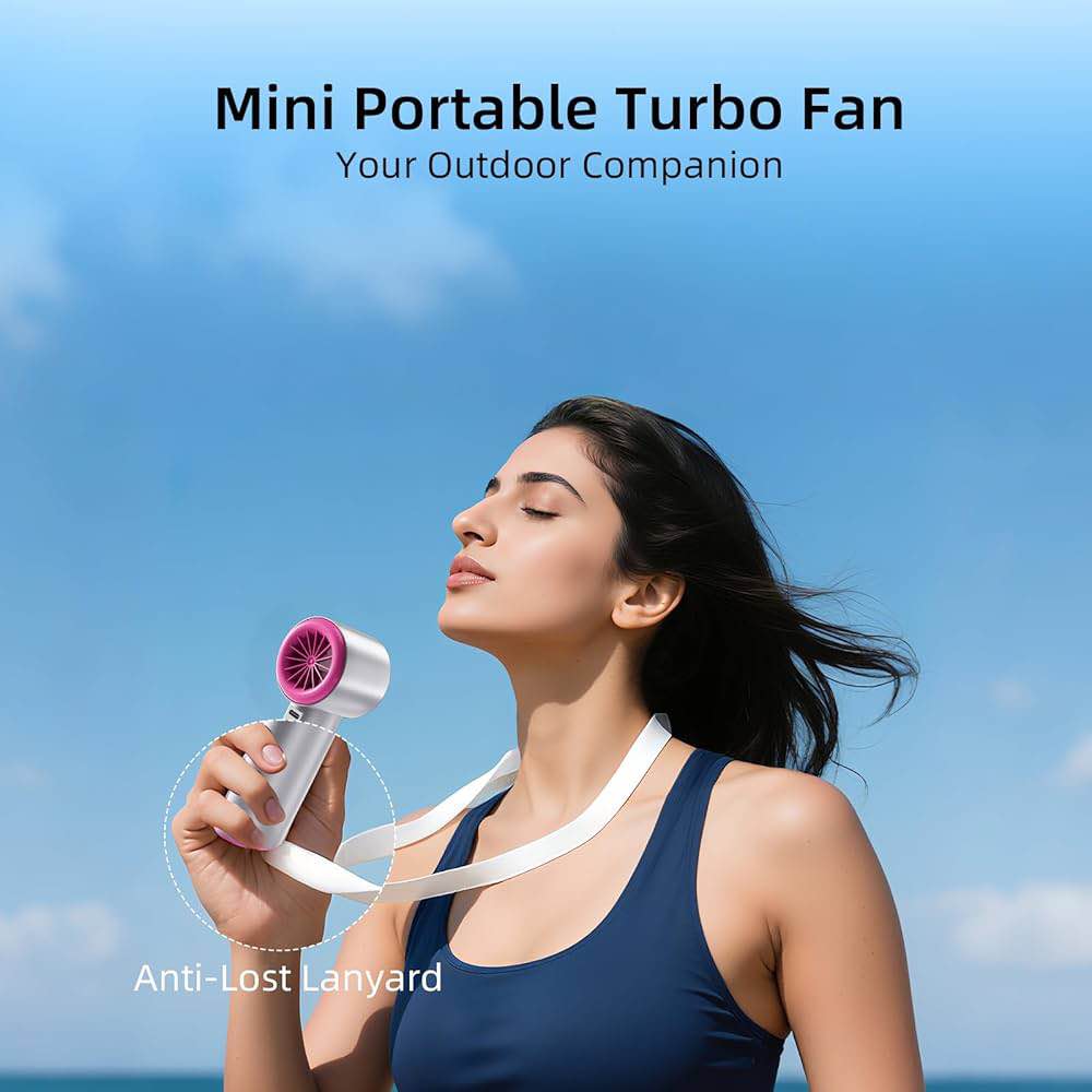 Portable Handheld Turbo Fan, 3600mAh USB Rechargeable Personal Battery Operated, 1-100 Speed, 5-Speed Settings, LED Power Display, Gifts for Women Men Travel/Camping/Outdoor