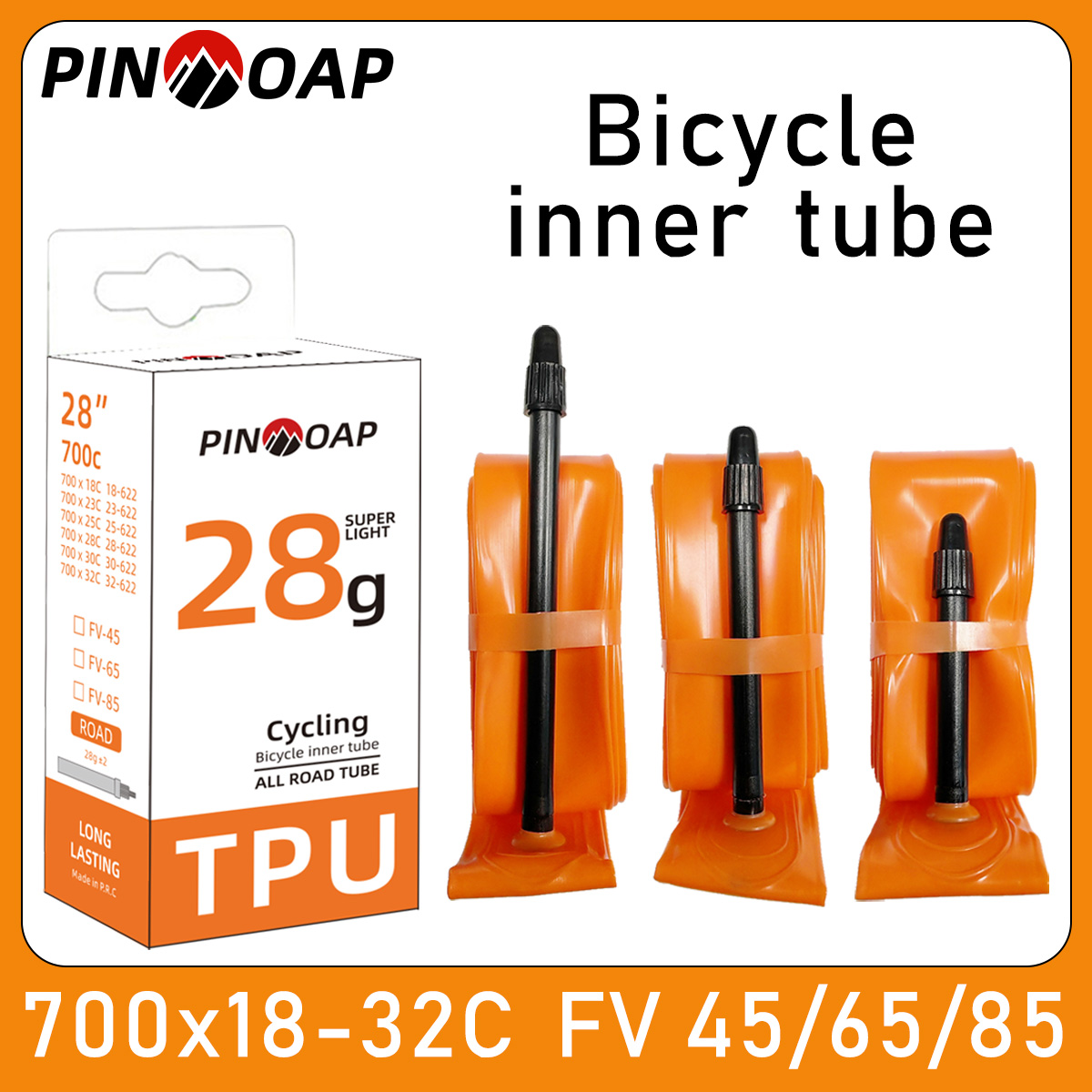 PINMOAP 1/2/5/10PCS Road Bike Inner Tube 700x18-32c Ultra Light TPU Thickened Anti Puncture Lightweight Bicycle Inner Tube