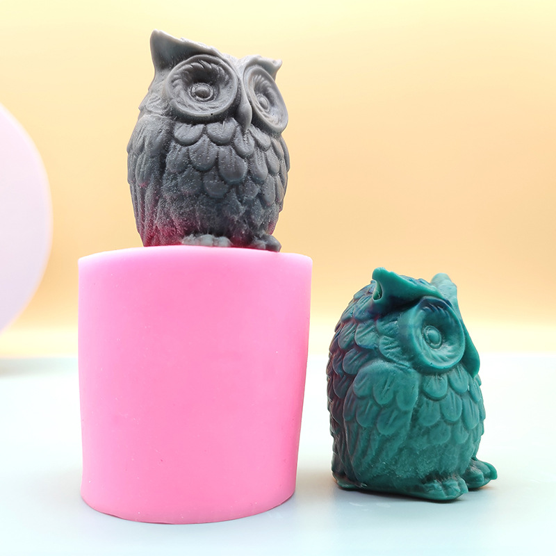 3D Cartoon Owl Silicone Candle Mold Diy Cute Little Animal Candle Making Supplies Handmade Soap Plaster Craft Resin Mold