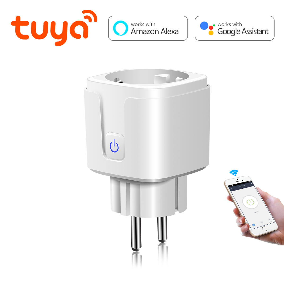 Tuya Smart Life WIFI LED Light Switch Voice Control APP Socket 15A EU Power Plug Wireless Wall Outlet For Alexa Echo Home lightify