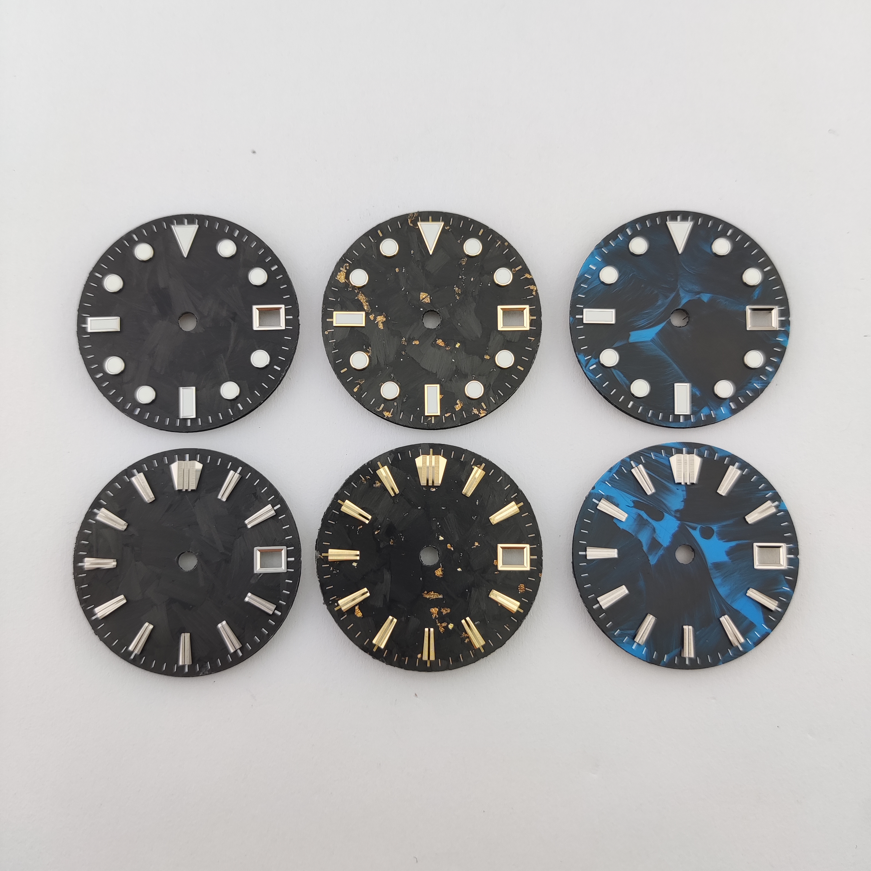 watch dial Men's watch accessories ice blue luminous dial Suitable for NH34 NH35 Movements Carbon fiber dial 28.5mm NH35 dial
