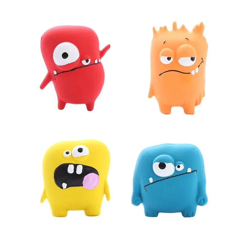 Dog Chew Toy Pet Squeaky Ball Toy Teeth Care Cartoon Big Eye Monster Latex Interactive Trainning Puppy Pet Dog Supplies