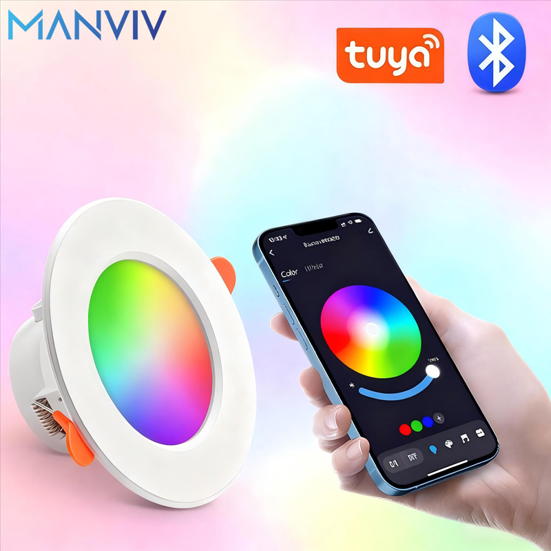 Tuya Smart LED Downlight 10W AC85V-265V Round Spot Light RGB Color Changing Dimmable Recessed Ceiling Lamp LED Spotlight Bedroom lightify